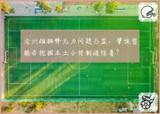 沧州雄狮锋无力问题凸显，肇俊哲能否挖掘本土小将制造惊喜？